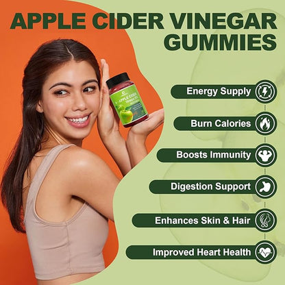 LanranBee Apple Cider Vinegar Gummies 1000mg with Vitamins B12 Multivitamin ACV Supplement Gummy – Supports Digestion, Energy, Weight Management & Gut Health – Vegan, Non-GMO, Gluten-Free – 60 Count