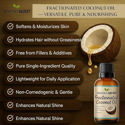 USDA Certified Organic Fractionated Coconut Oil, for Aromatherapy Relaxing Massage, Carrier Oil for Diluting Essential Oils, Hair & Skin Care Benefits, Moisturizer & Softener
