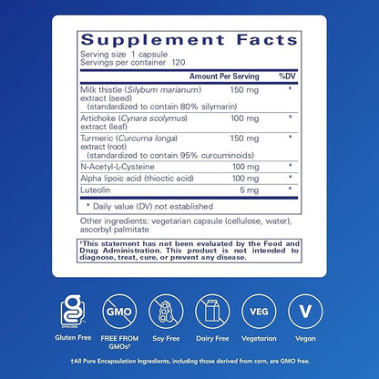 Pure Encapsulations LVR Formula | Hypoallergenic Supplement with Antioxidant Support for Liver Cell Health | 120 Capsules