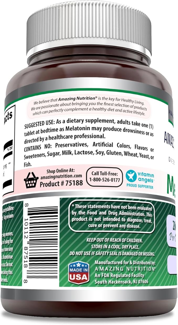 Amazing Formulas Melatonin Supplement | 20 Mg Per Serving | Tablets | Non-GMO | Gluten-Free | Made in USA (1 Pack, 120 Count)