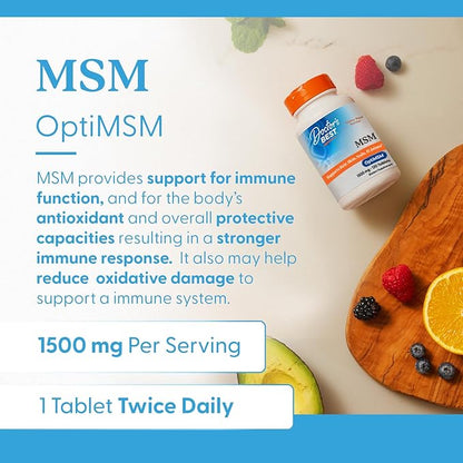 Doctor's Best MSM Supplement 1500mg for Men & Women - Supports Hair, Skin, Nails, Joint Health, & Mobility, Delivers Beneficial Sulfur with OptiMSM, Gluten Free, Non GMO, Vegan - 120 Tablets