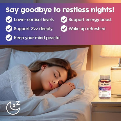 Cortisol Gummies, 12-in-1 Cortisol Reducer, with Magnesium Glycinate, Ashwagandha, L-Theanine, Phosphatidylserine, Vitamin B6 & D3, Rhodiola Rosea, for Men & Women, Sugar-Free, Vegan, NON-GMO, 60CT