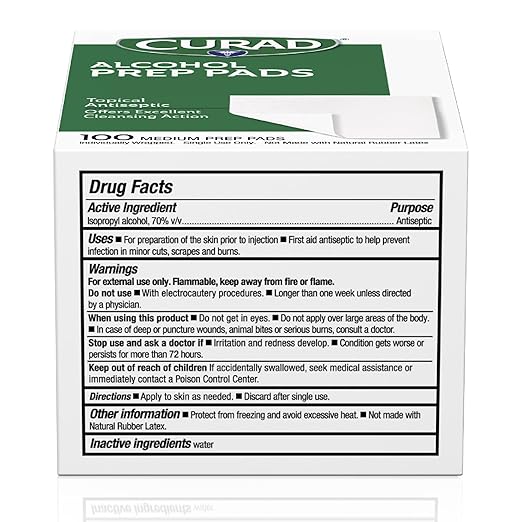 CURAD Alcohol Prep Pads (Pack of 4 Boxes), 400 Pieces of Medium Isopropyl Alcohol Wipes Individually Wrapped, First Aid Alcohol Swabs for Cuts & Scrapes, Medical Alcohol Pads for General Cleansing