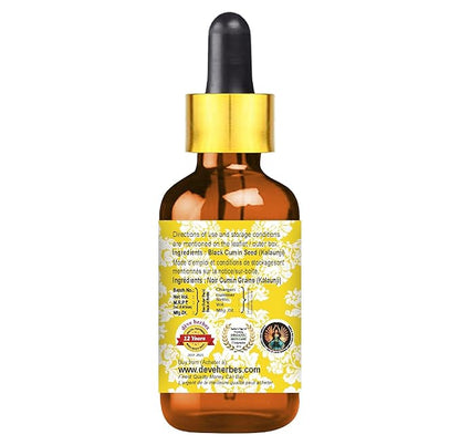 Deve Herbes Black Cumin Seed (Kalaunji) Oil (Nigella sativa) with Glass Dropper | Cold Pressed | Pure | For Diluting Essential oils | Hair, Skin & Massage | Lightweight | Unisex | 30ml (1 oz)
