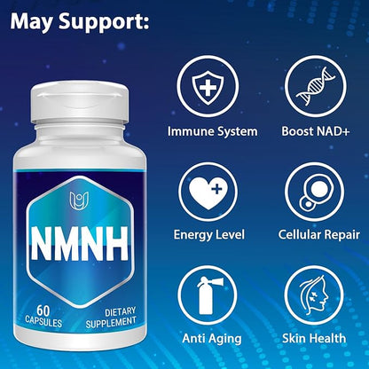 NMNH (Dihydronicotinamide Mononucleotide), NAD Supplement to Boost NAD+ Levels as We Age (May Be More Effective Than Nicotinamide Riboside) - 240 Count (240 Servings)