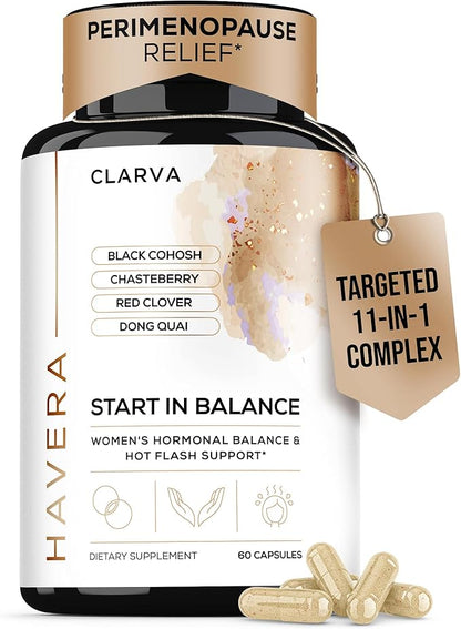 Perimenopause Supplements Women - Complete 11-in-1 Hormonal Balance for Women - Multi-Symptom Relief - Supports Mood, Night Sweats, & Hot Flash Relief - Premenopausal Supplements for Women - 60 Count