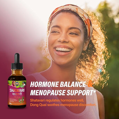 Shatavari (Shitabari) Root Extract Liquid Drops for Women Menopause Support & PMS Relief. All-in-1 Herbal Supplement Tincture for Female Balance w/Dong Quai & Black Cohosh.2oz