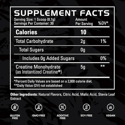 Gains in Bulk Instantized Creatine Monohydrate for Men & Women, Soluble Pre Workout Powder, Supports Muscle Building, Strength and Performance, Bodybuilding Supplements, Blue Raspberry, 30 Servings