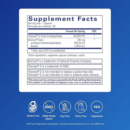 Pure Encapsulations Gluten/Dairy Digest | Unique Mix of Enzymes to Support Healthy Gluten and Dairy Digestion* | 60 Capsules
