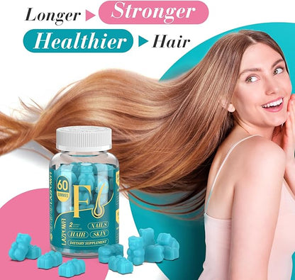 Biotin Gummies -Hair Skin and Nails Vitamins for Men & Women, Vegan Vitamin B7, Supports Hair Growth and Stronger Nails,60 Day Supply - Blueberry-2 Pack