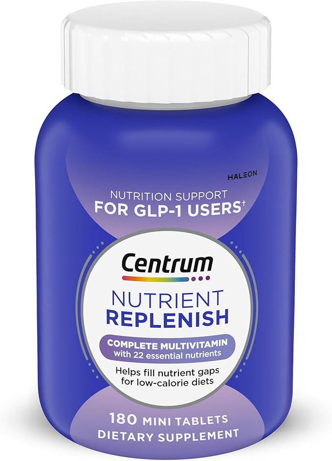 Centrum Nutrient Replenish GLP-1 Nutrition Support Multivitamin for Whole Body Health and Appearance - 180 Tablets, 6 Month Supply