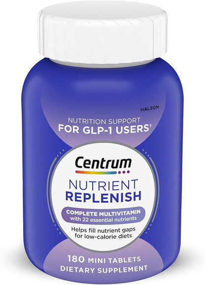 Centrum Nutrient Replenish GLP-1 Nutrition Support Multivitamin for Whole Body Health and Appearance - 180 Tablets, 6 Month Supply