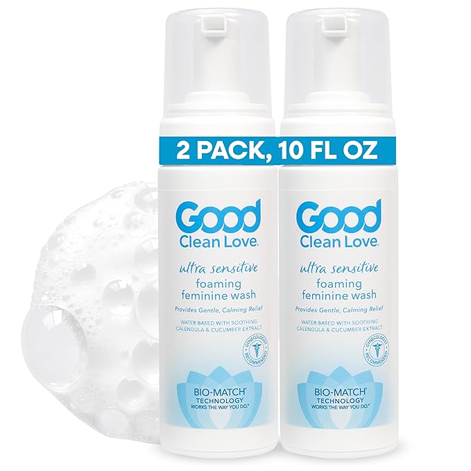 Good Clean Love Ultra Sensitive Foaming pH-Balanced Feminine Wash, Gentle Vaginal Cleanser for Women with Natural Ingredients, Water-Based, Soothing Intimate Feminine Care, 5 Oz (2-Pack)