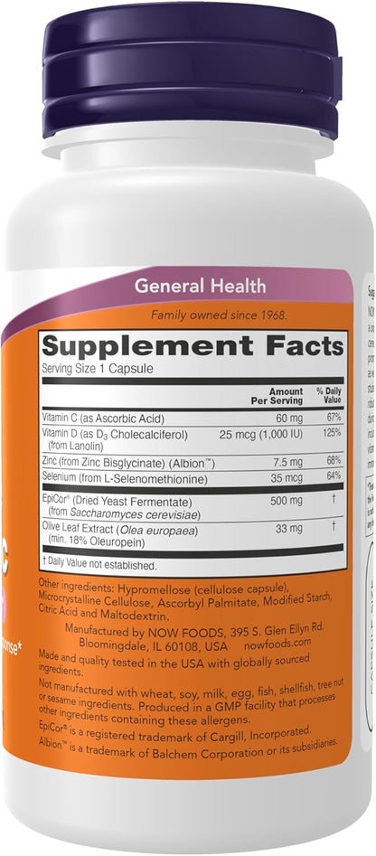 NOW Foods Supplements, EpiCor® Plus Immunity with Vitamin C, Healthy Immune Support*, 60 Veg Capsules