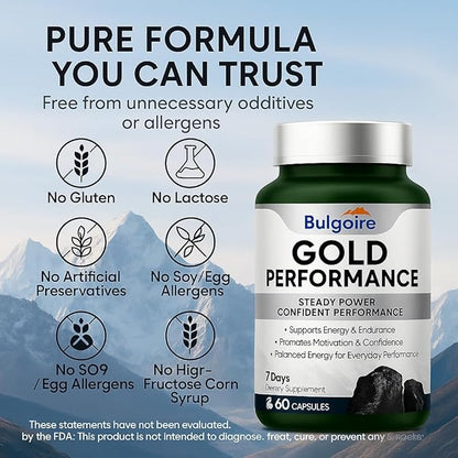 Quientum Gold Performance Capsulas – Daily Energy & Endurance Support Supplement | Boost Motivation & Confidence | 60 Capsules