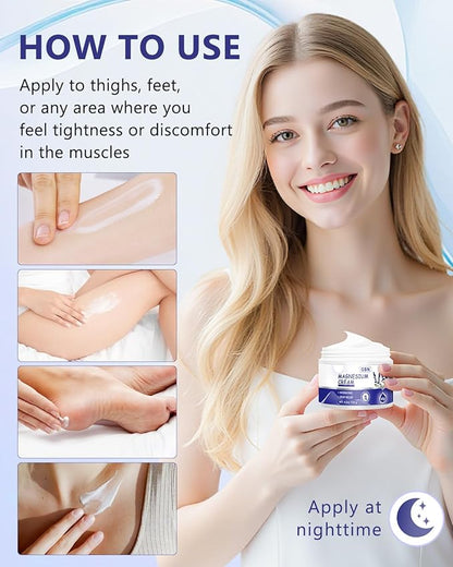 GBN Magnesium Cream - Hydrating Magnesium Lotion for Sleep - Natural Relaxation & Muscle Tension, Nighttime Butter for Feet, Leg Cramps, Safe for Kids (Lavender)