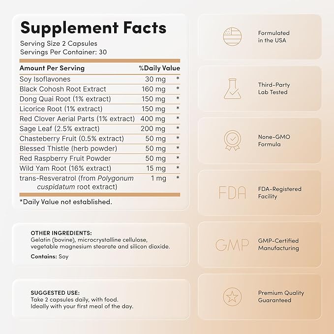 Perimenopause Supplements Women - Complete 11-in-1 Hormonal Balance for Women - Multi-Symptom Relief - Supports Mood, Night Sweats, & Hot Flash Relief - Premenopausal Supplements for Women - 60 Count
