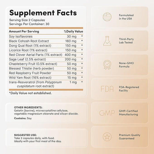 Perimenopause Supplements Women - Complete 11-in-1 Hormonal Balance for Women - Multi-Symptom Relief - Supports Mood, Night Sweats, & Hot Flash Relief - Premenopausal Supplements for Women - 60 Count