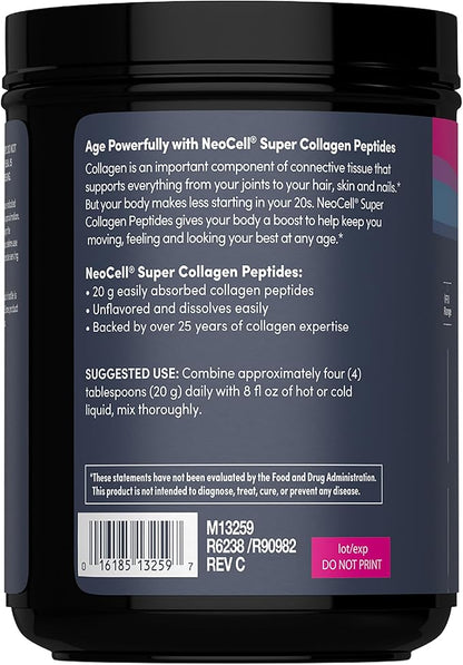 NeoCell Super Collagen Peptides Powder | 30 Servings | Unflavored | Types I & III | Grass Fed Bovine Supplement | Hair, Skin, & Nails | for Women and Men