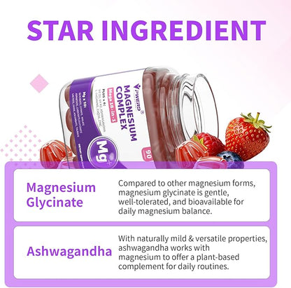 Mega16-in-1 Magnesium Citrate Glycinate Sleep Supplement Complex Gummies for Women Adults, High Absorption Magnesium Malate Carbonate Gummies