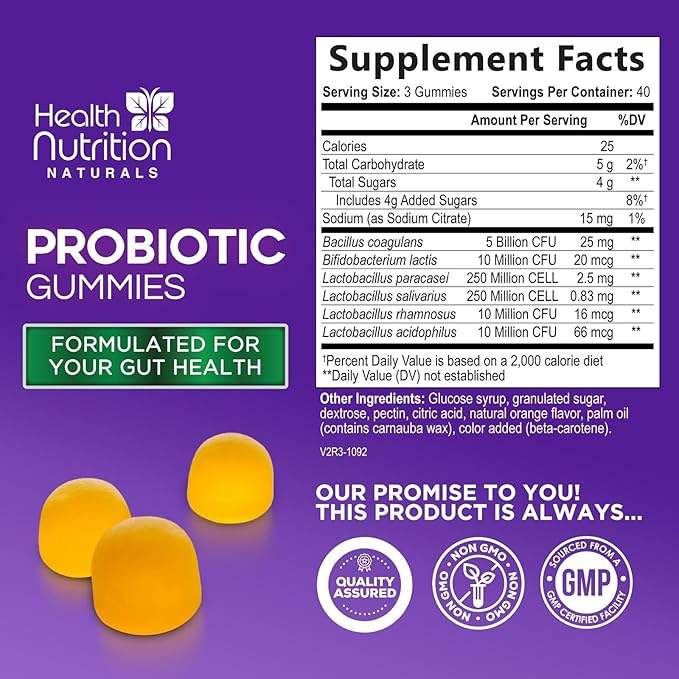 Probiotic Gummies - Advanced Multi-Strain Probiotic Formula - Gut & Digestive Health Support Gummy - Bacillus Coagulans 5 Billion CFU Per Serving, Daily Acidophilus Probiotics Supplement - 120 Gummies