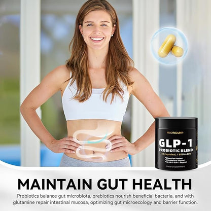 GLP-1 Support Probiotic Blend Capsules 120 Count - Glp1 Booster with Berberine, 1 Billion CFU, 5 Probiotic Strains - 1500mg Glp1 Blend Supplements, for Gut Health, Digestive Wellness Support