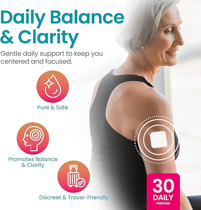 Menopause Day Relief Patch – Doctor-Formulated Transdermal Patch with Vitamin D3, Black Cohosh & Herbal Blend – Natural Support for Menopause Empowerment, 30-Day Supply