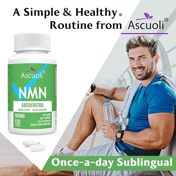 Sublingual NMN 500mg + Trans-Resveratrol 400mg, 3-in-1 Advanced Formula 99% Pure NMN Resveratrol Supplement for Boost* NAD, Cell, Immune, Energy & Muscle, Anti-Aging, 120 Lozenges (120-Day Supply)