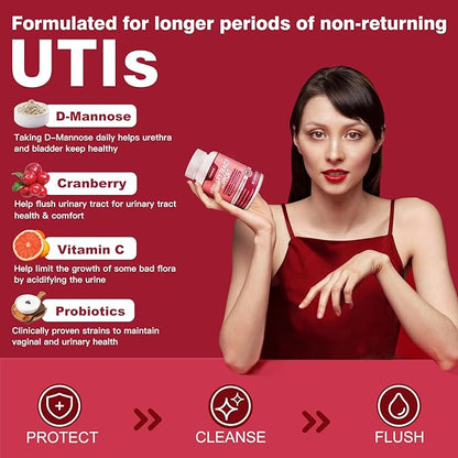 ZEBORA Urinary Tract Health for Women - Vaginal Probiotics for Women Digestive Health and pH Balance - D Mannose Supplements with Cranberry to Cleanse Urinary Tract & Bladder - 90 Capsules