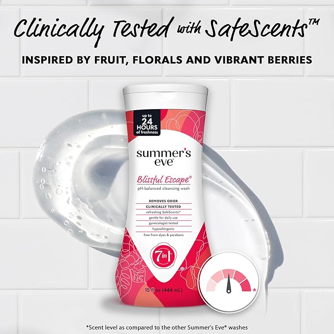 Summer's Eve Blissful Escape All-Over Daily Feminine Wash, pH-Balanced Body Wash for Women, Removes Vaginal Odor and Refreshes, 15 Fl Oz