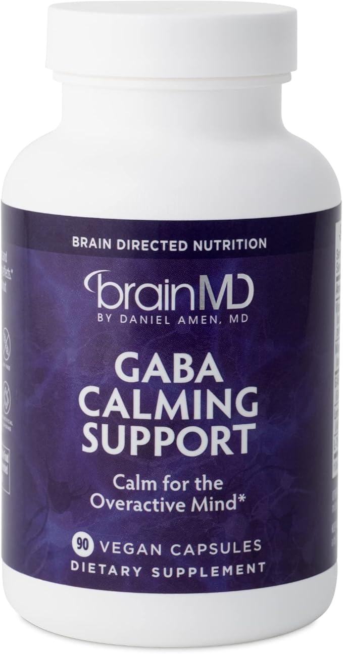 BRAINMD Dr Amen GABA Calming Support - 90 Capsules - Promotes Relaxation - Contains Magnesium, Vitamin B6 & Lemon Balm - 90 Servings
