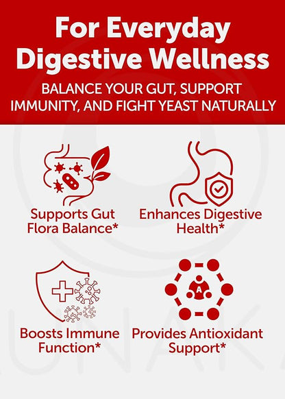 Lunakai USA Made Candida Cleanse Detox for Women & Men – 11-in-1 Gut Cleanse & Candida Support with Caprylic Acid for Daily Yeast Balance, 60ct