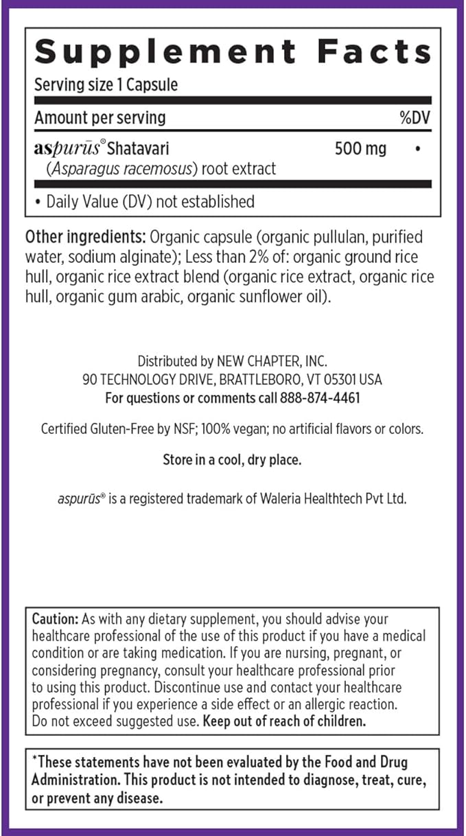 New Chapter Shatavari Supplement for Peri-Menopause & Post-Menopause Support – 4X Concentrated Herb Shatavari Relieves Hot Flashes & Night Sweats, Balances Women’s Hormones - Herbal Sleep Aid*, 30 ct