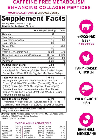Vitauthority Collagen Peptides Powder Weight Loss Supplements | Hydrolyzed Beauty Complex for Women, Hair Skin Nails | Fat Burning Support | Chocolate Flavored 25 Servings