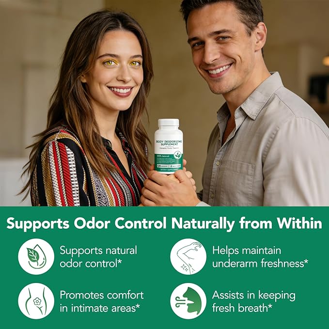 Chlorophyll Capsules, Chlorophyll Body Deodorizing Supplement, Body Odor Eliminator, Fresh Breath, Supports Immunity and Digestion, Men & Women, 120 Caps.