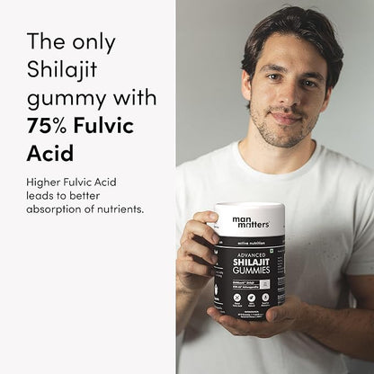 Man Matters 4000 mg Pure Shilajit Gummies | 75%+ Fulvic Acid & 85+ Trace Minerals | Sugar-Free, Vegan, Non-GMO | KSM-66 Ashwagandha | 3.5X Bioavailability | 60 Gummies, 30-Day Supply | Lab Tested