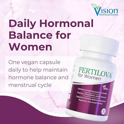 Vision Nutra Fertility Support Supplement for Women | for Hormonal Balance & May Support Menstrual Regularity | Fertilova 60 Vegan Capsules - 2 Month Supply
