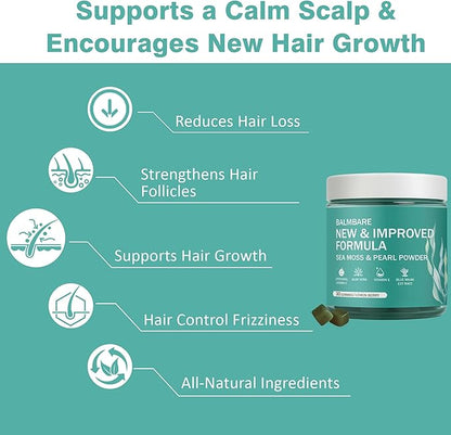 Revive Hair Gummies - Sea Moss Gummies with Hair, Skin & Nails Vitamins with Seamoss, Pearl Powder, Vitamin E, Aloe Vera, Liposomal Vitamin C, 30 Count
