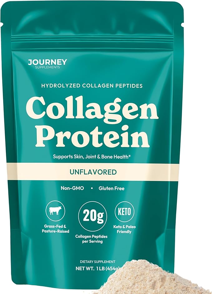 Collagen Peptides Powder, Unflavored, 1 lb – Supports Hair, Skin, Nail, Bone & Joint Health – Hydrolyzed, Grass-Fed, Gluten-Free, Keto-Friendly, Zero Sugar Protein Supplement.