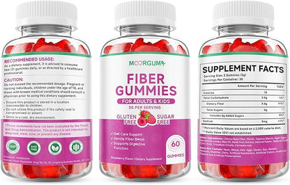 Fiber Gummies for Digestive Health & Regularity, Sugar-Free High Fiber Supplement for Adults & Kids, Soluble Dietary Fiber, Vegan Fiber Supplements for Men & Women, 120 Count