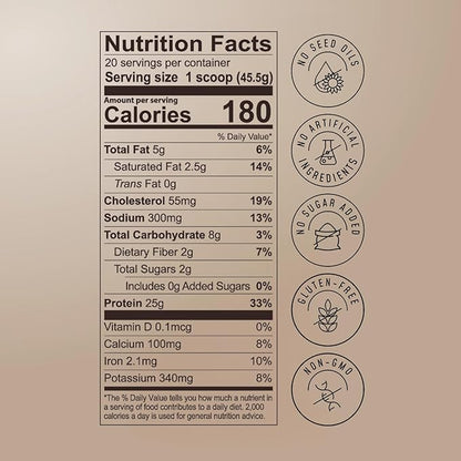 FlavCity All in One Protein Shake Powder, Cookies and Cream - On the Go Meal Alternative + Collagen Peptides, Reishi & Cordyceps - Focus, Skin, Hair & Joint Support - 100% Grass Fed Whey, 20 Servings