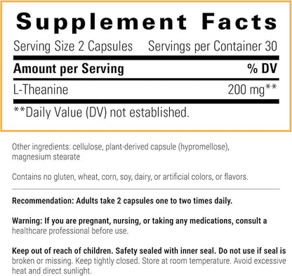 Integrative Therapeutics L-Theanine - Stress Response Support for Demanding & Busy Lifestyles* - Calmness & Relaxation Support* - Amino Acid Supplement - 60 Capsules (30 Servings)