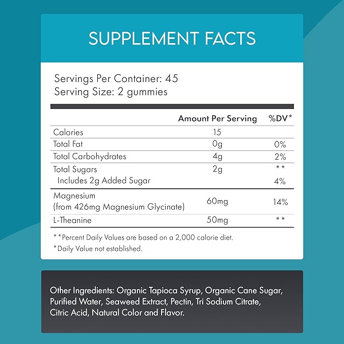 Magnesium Glycinate Gummies with L-Theanine – Relaxation & Sleep Support – Vegan, Gelatin-Free, Mixed Berry Flavor – Magnesium Supplement – 90 Ct