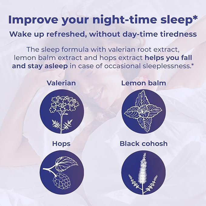 Remifemin Good Night - Menopause Symptoms Relief & Restful Sleep Support - Clinically Proven Ingredients - Menopause Supplements - Black Cohosh - Estrogen-Free - Made in Germany - 60 Tablets