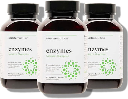 SMARTERNUTRITION Vegan Digestive Enzymes - Digestion Bloating & Gut Health Support with 16 Multi Enzymes for Nutrient Absorption & Meal Time Comfort for Both Men & Women - 270 Count[90-Day Supply]