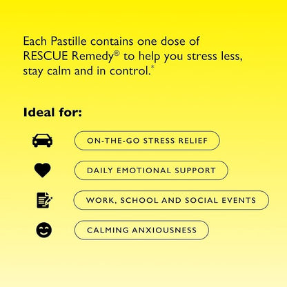 Bach RESCUE PASTILLES, Watermelon Flavor, Stress Relief Lozenges, Homeopathic, Flower Essences, 35 Count