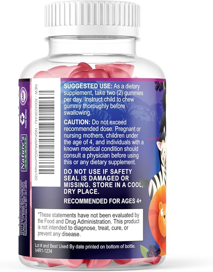 Multivitamin for Kids - Complete Daily Children's Multi Vitamin Gummy Chew with Vitamin D, B Vitamins, Zinc & More - Energy, Memory Focus & Immune Health Support - Natural Berry Flavor - 120 Gummies