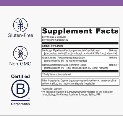 Metagenics Adreset - Adaptogen Formula with Rhodiola, Panax Ginseng & Cordyceps - Supports Stress Resilience, Energy & Fatigue Relief - Non-GMO, Gluten-Free & Vegetarian - 60 Capsules