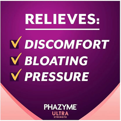 Phazyme Ultra Strength Gas and Bloating Relief, 180 Mg Simethicone, 12 Fast Gels, Pack of 3