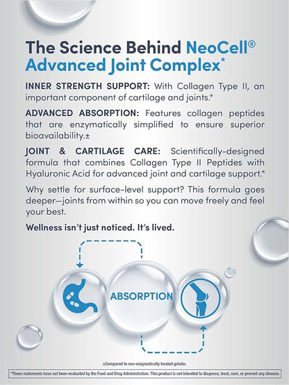 NeoCell Joint Complex Supplement | 120 Capsules | Plus Hyaluronic Acid | Collagen Type II | Advanced Formula